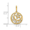 14k Yellow Gold CZ Star & Moon Pendant