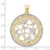 14k Yellow Gold White Rhodium Diamond-cut Filigree Pendant K1549