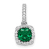 Sterling Silver Rhodium-plated Green & White CZ Slide Pendant