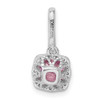 Sterling Silver Rhodium-plated Pink & White CZ Slide Pendant