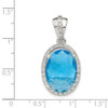 Sterling Silver Oval Blue CZ Pendant