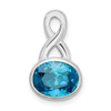 Sterling Silver Rhodium-plated Blue CZ Chain Slide Pendant