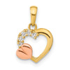 14K Two-tone Gold Open Heart CZ Pendant