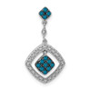 14k White Gold 1/4ctw. White and Blue Diamond Dangle Pendant