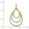 14k Two-tone Gold Polished 1/2ctw. Diamond Triple Teardrop Pendant