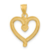 14k Yellow Gold w/Rhodium Diamond-cut Heart Pendant