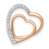 14k Rose Gold .01ctw. Diamond Double Heart Chain Slide Pendant