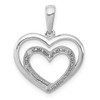 Sterling Silver Rhodium Plated Diamond Double Heart Pendant QP3288