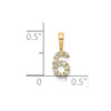 14k Yellow Gold Diamond Number 6 Pendant