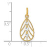 14k Yellow Gold w/Rhodium Diamond-cut Small Teardrop Pendant