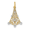 14k Yellow Gold w/Rhodium Diamond-cut Chandelier Pendant