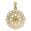 14k Yellow and Rose Gold Polished Rose in Round Filigree Pendant