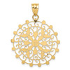 14k Yellow Gold White Rhodium Diamond-cut Filigree Pendant K1547