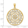 14k Yellow Gold and Rhodium Diamond-cut Circle Pendant