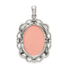 Sterling Silver Marcasite Plastic Pink Cameo Pendant