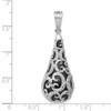 Sterling Silver Rhodium-plated Diamond-cut Teardrop Pendant