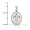 Sterling Silver Polished/Textured Fleur de Lis Medium Oval Pendant