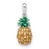 Sterling Silver Polished 3D Enameled Pineapple Pendant