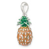 Sterling Silver Polished 3D Enameled Pineapple Pendant