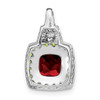 14k White Gold Garnet/Peridot/Diamond Pendant