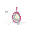 14k White Gold Pink Tourmaline/Opal & Diamond Chain Slide Pendant