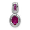 14k White Gold Diamond and 1.16ctw Ruby Oval Halo Pendant
