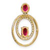 14k Yellow Gold Ruby and Diamond Oval Pendant