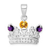 Sterling Silver Citrine & Amethyst Polished Crown Pendant