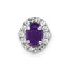 14k White Gold Diamond and Cabochon .73ctw Amethyst Chain Slide Pendant