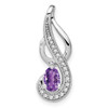 14k White Gold Amethyst and Diamond Swirl Pendant