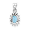 Sterling Silver Rhodium Light Swiss Blue Topaz & Diamond Pendant QDX572