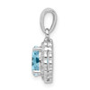 Sterling Silver Rhodium Plated Diamond & Light Swiss Blue Topaz Oval Pendant