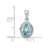 Sterling Silver Rhodium Plated Diamond & Light Swiss Blue Topaz Oval Pendant