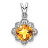 14k White Gold Citrine and Diamond Scalloped Pendant