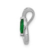 14k White Gold Teardrop Diamond and Emerald Pendant