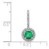 14k White Gold Diamond and Emerald Halo Pendant