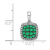 14k White Gold Diamond and .50ctw Emerald Square Halo Pendant