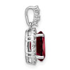 14k White Gold Oval Garnet and Diamond Halo Pendant