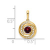 14k Yellow Gold Round Garnet and Diamond Pendant
