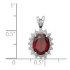 Sterling Silver Rhodium Garnet & Diamond Pendant QDX583