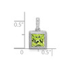 14k White Gold Square Peridot and Diamond Pendant