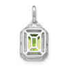 14k White Gold Emerald-cut Peridot and Diamond Halo Pendant