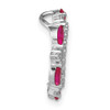 14k White Gold Ruby and Diamond Circle Chain Slide Pendant