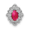 14k White Gold Diamond and Cabochon .60ctw Ruby Chain Slide Pendant