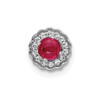 14k White Gold Diamond and Cabochon .38ctw Ruby Chain Slide Pendant