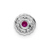 14k White Gold Diamond and Cabochon .38ctw Ruby Chain Slide Pendant