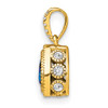 14k Yellow Gold Pear Sapphire and Diamond Pendant