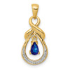 14k Yellow Gold Pear Sapphire and Diamond Dangle Pendant