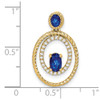 14k Yellow Gold Sapphire and Diamond Oval Pendant
