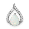 Sterling Silver Rhodium Plated CZ and Lab Created Opal Chain Slide Pendant QP5333